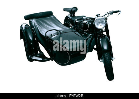 Vieille moto isolé sur fond blanc avec clipping path Banque D'Images