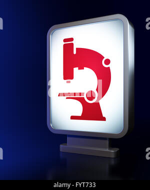 Science concept : Microscope sur fond de panneaux Banque D'Images