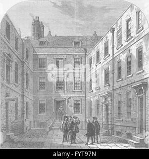 FLEET STREET : la Royal Society's House in Crane Cour. Londres, print c1880 Banque D'Images