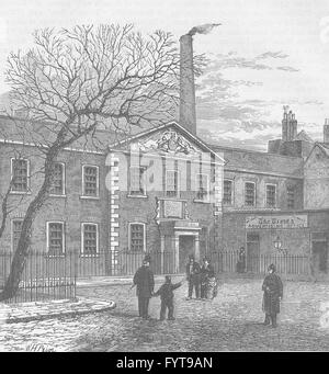 BLACKFRIARS : Printing House Square et le 'Times' office. Londres, print c1880 Banque D'Images