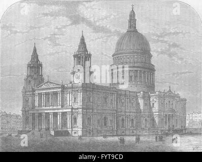 ST.PAUL'S : Extérieur de St.Paul's du sud-ouest, 1800. Londres, c1880 Banque D'Images