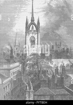 WREN CHURCHES : St.Dunstan's-dans-le-est. Londres, antique print c1880 Banque D'Images