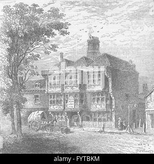 ISLINGTON : l'ancien 'Queen's head' taverne. Londres, antique print c1880 Banque D'Images