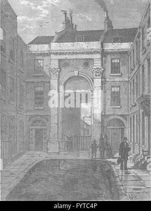 LINCOLN'S INN : Essex Porte d'eau, Essex Street, Strand. Londres, vieux print c1880 Banque D'Images