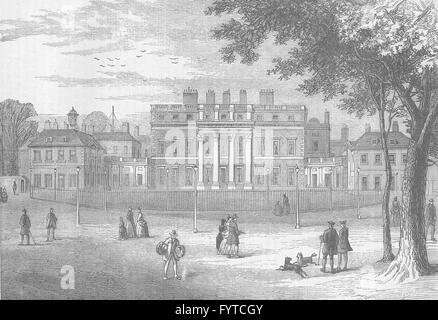 Le palais de Buckingham : Buckingham House en 1775. Londres, antique print c1880 Banque D'Images