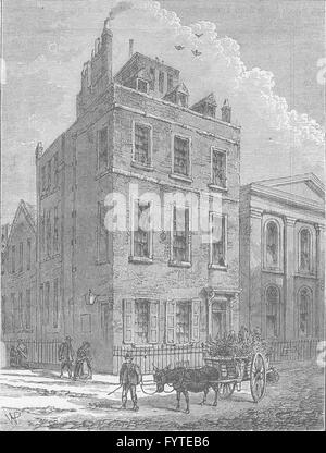 35 RUE DE SAINT MARTIN : Sir Isaac Newton's House. Londres, antique print c1880 Banque D'Images