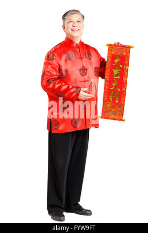 Geste de vieux chinois en mandarin avant le Nouvel An chinois Banque D'Images