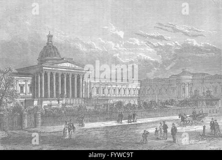 BLOOMSBURY : University College, Gower Street. Londres, antique print c1880 Banque D'Images