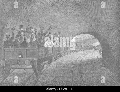 Le métro de Londres : voyage d'essai avec le chemin de fer clandestin, 1863, print c1880 Banque D'Images