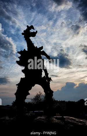 Smok Wawelski - Dragon de Wawel à Cracovie, Pologne la silhouette de la ville, monument, symbole, créature légendaire mythique Banque D'Images