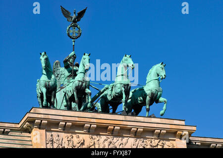 Porte de Brandebourg, Quadrige, Brandenburger Tor, Pariser Platz, Mitte, Berlin, Allemagne Banque D'Images