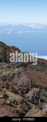 Route sur le bord du cratère, La Palma Banque D'Images