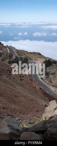 Route sur le bord du cratère, La Palma Banque D'Images