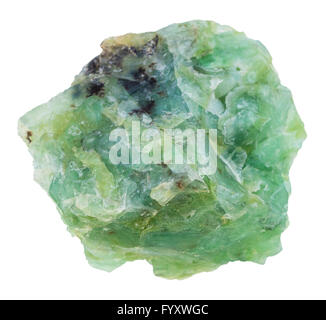 La prise de vue macro des pierres minérales naturelles - rocher de pierre gemme opale verte isolée sur fond blanc Banque D'Images