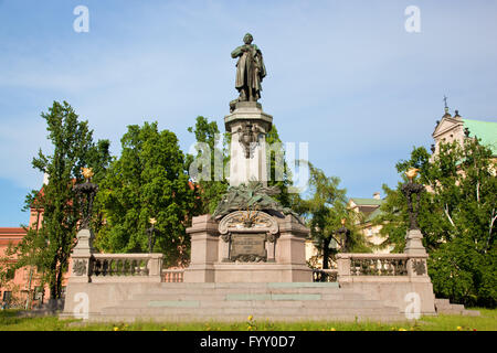 Monument à Adam Mickiewicz de Varsovie, Pologne Banque D'Images