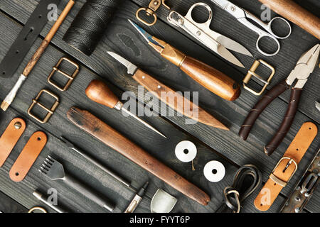 Outils d'artisanat en cuir Banque D'Images