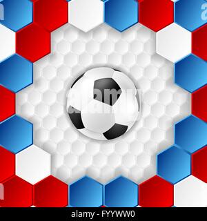 Soccer ball avec arrière-plan lumineux. Couleurs en français Banque D'Images