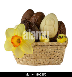 Panier avec des Œufs de l'Est Chocolat Banque D'Images