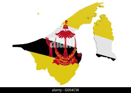 Carte drapeau Brunei Banque D'Images