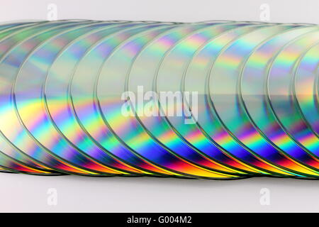 Close up de CDs sur fond blanc Banque D'Images