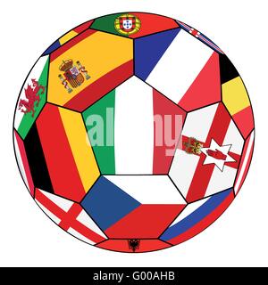 Ballon de soccer avec le drapeau de l'Italie dans le centre Illustration de Vecteur