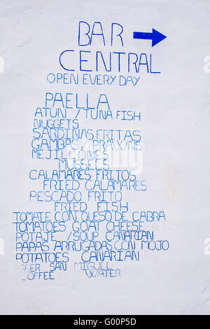 Conseil menu Tapas Banque D'Images