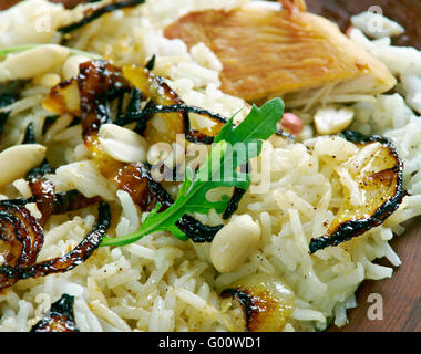 Saté de poulet Thalassery - plat à base de riz mélangé avec des épices et du poulet. La cuisine du Kerala, Banque D'Images