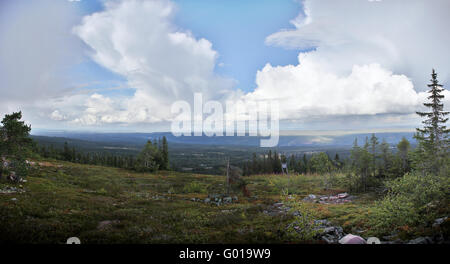 Vue de la montagne admirant storfjället près de Saelen, Suède. Banque D'Images