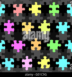 Seamless texture de couleurs et noir jigsaw puzzle pieces Banque D'Images