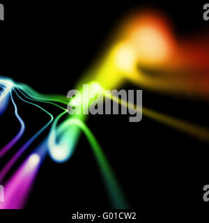 Coloré lumineux néon lisse ondulé en arrière-plan par Banque D'Images