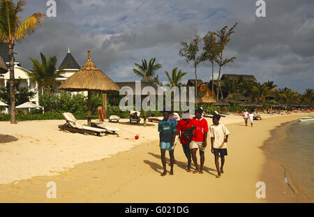 Plage de sable de l'Heritage Le Telfair Golf and Spa Resort Banque D'Images