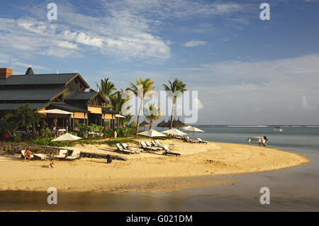 Plage de sable de l'Heritage Le Telfair Golf and Spa Resort Banque D'Images