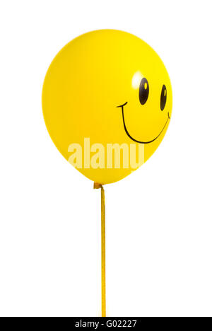 Ballon jaune avec sourire sur fond blanc Banque D'Images