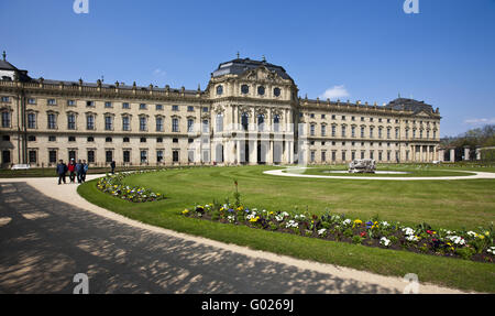 Hofgarten et château baroque Résidence de Wurtzbourg Banque D'Images