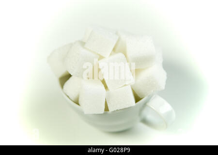 Morceaux de sucre dans une tasse Banque D'Images