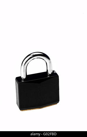 Cadenas noir sur fond blanc Banque D'Images