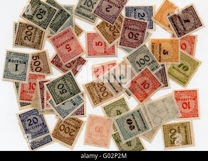 L'inflation 1923 timbres allemand Banque D'Images