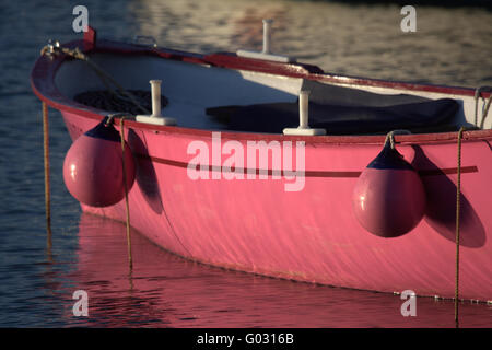 Rose un bateau amarré dans le port de Socoa Banque D'Images