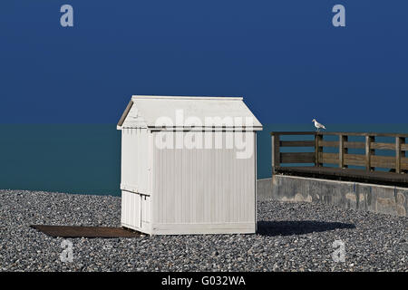 La plage de Mers-les-Bains, Normandie, France Banque D'Images