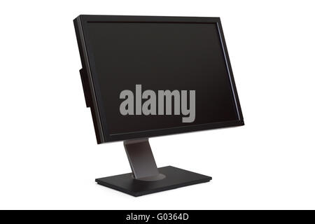 Écran large écran LCD (liquid crystal display) moniteur de l'ordinateur avec écran vide. Isolé sur fond blanc. Banque D'Images