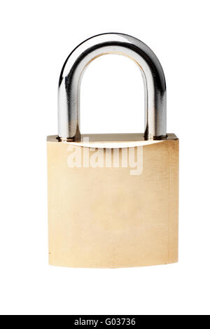 Cadenas en laiton isolé sur blanc avec clipping path Banque D'Images