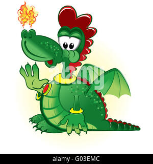 Vector illustration de l'usure dragon vert drôle Banque D'Images