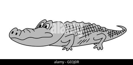 Crocodile gris sur fond blanc, vector illustration Banque D'Images