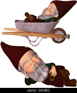 Un joli jardin Gnome - isolated on white Banque D'Images