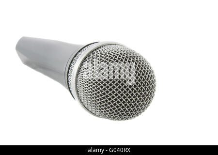 Microphone sans fil isolé d'argent sur fond blanc Banque D'Images