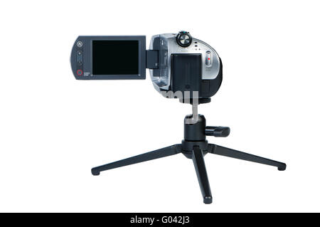 Caméscope portable avec écran LSD sur un mini-trépied. Banque D'Images