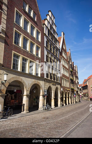 Bâtiments sur l'Prinzipalmarket à Muenster, Germ Banque D'Images