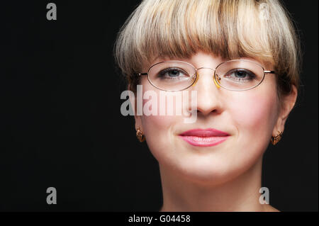 Portrait de la femme dans les lunettes close up Banque D'Images