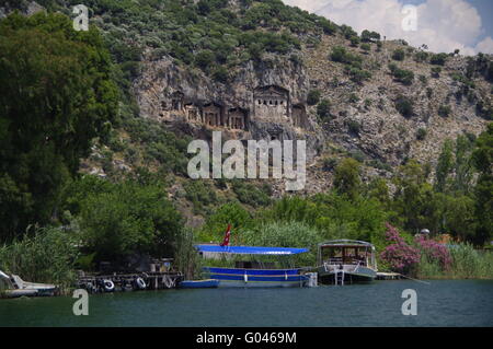 Tombeaux lyciens près de Dalyan, Turquie Banque D'Images