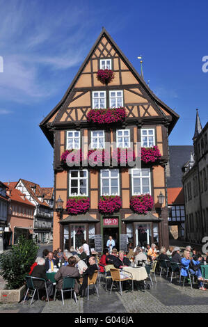 Maison à colombages, place du marché, Am Hoken, Quedlinburg, Saxe-Anhalt, Allemagne, Harz Banque D'Images